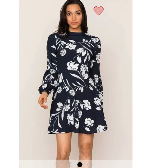 Yumi Kim Womens Small Black Meant To Be Dress Long Sleeve Floral Mini Crew Neck - Picture 4 of 11